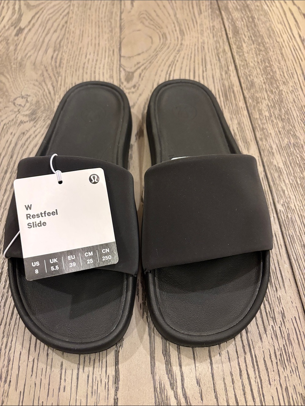 lululemon Restfeel Slide sandals Size 8 Black NWT